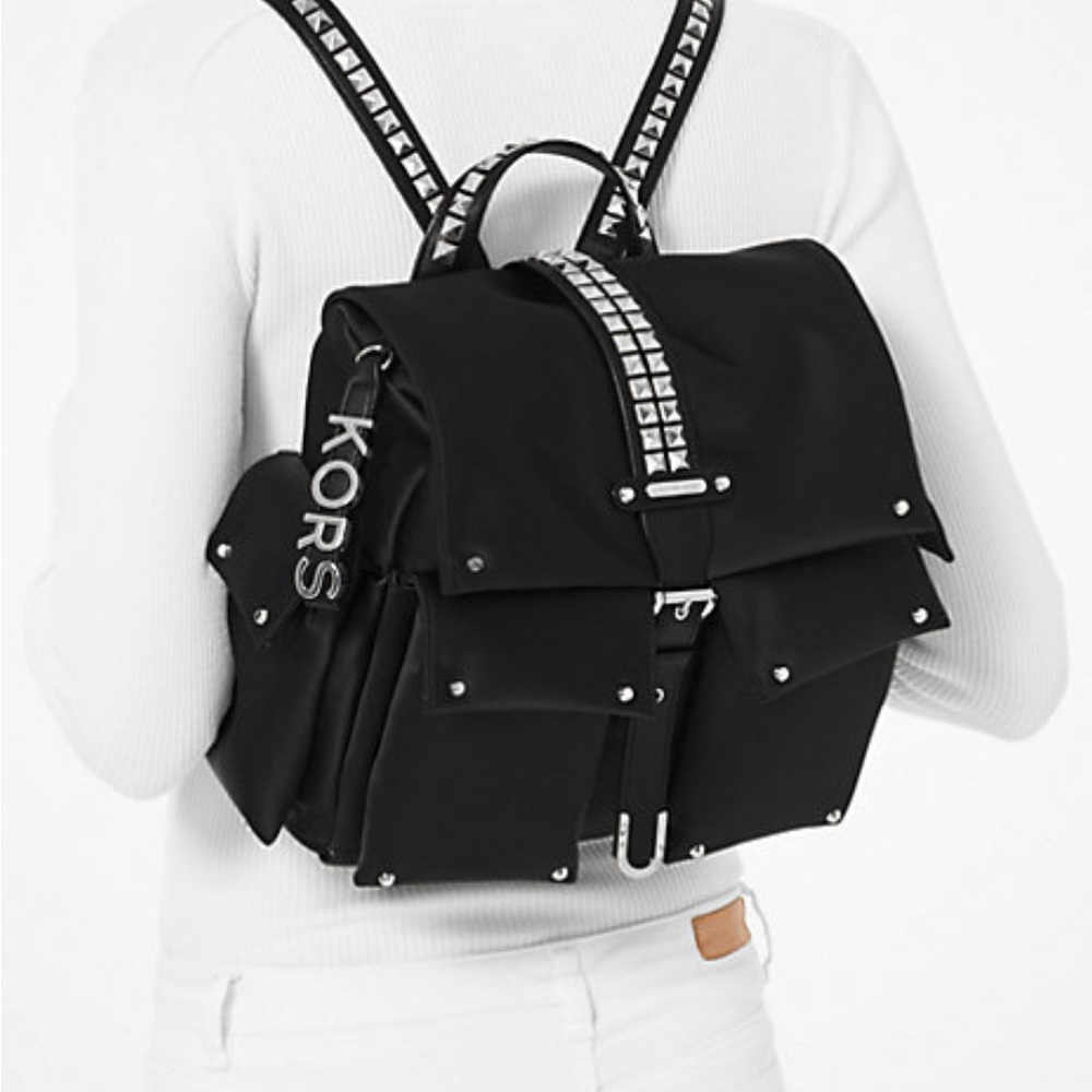 Michael Kors Olivia Medium Studded Satin Backpack